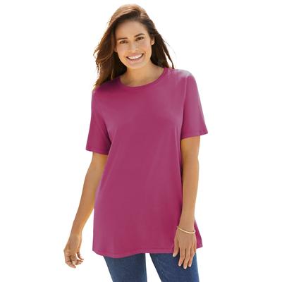 Plus Size Women's Perfect Short-Sleeve Crewneck Tee by Woman Within in Raspberry (Size 4X) Shirt