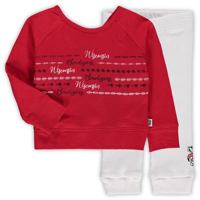 Girls Infant Colosseum Red/White Wisconsin Badgers Crystal Ball Long Sleeve T-Shirt and Leggings Set