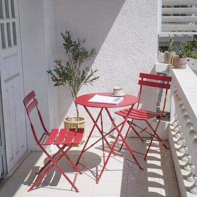 Ebern Designs Shelah Premium Patio Bistro Set, Folding Outdoor Patio Furniture Sets, 3 Piece Patio Set Of Foldable Patio Table & Chairs | Wayfair