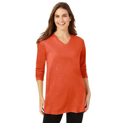 Plus Size Women's Perfect Long Sleeve V-Neck Tunic by Woman Within in Pumpkin (Size 38/40)