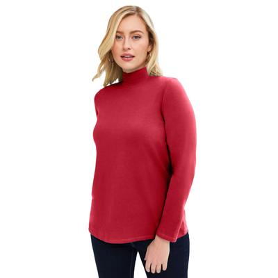 Plus Size Women's Long Sleeve Mockneck Tee by Jessica London in Classic Red (Size 22/24) Mock Turtleneck T-Shirt