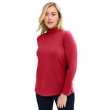 Plus Size Women's Long Sleeve Mockneck Tee by Jessica London in Classic Red (Size 22/24) Mock Turtleneck T-Shirt