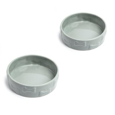 Set Of Two Manor Grey Large Pet Dog Bowls by Park Life Designs in Grey
