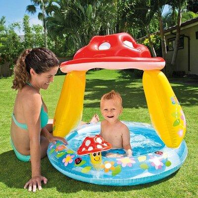 Intex Inflatable Mushroom Water Play Center Kiddie Baby Swimming Pool Ages 1-3 Plastic in Blue | 9.7 H x 9.1 W x 3.9 D in | Wayfair 57114EP