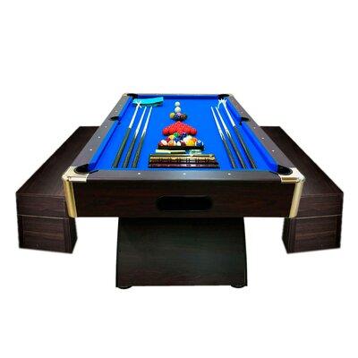 Simba USA Inc 8' Feet Billiard Pool Table Full Accessories Game Bellagio Blue 8ft w/ Benches in Blue/Brown/Red | 31.5 H x 98 W x 54 D in | Wayfair
