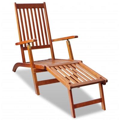 Breakwater Bay Patio Deck Chair w/ Footrest Solid Acacia Wood Wood/Solid Wood in White/Brown | 30 H x 22 W x 66 D in | Wayfair