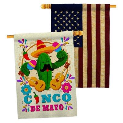 Breeze Decor Mr. Cactus Mayo 2-Sided Polyester 40 H x 28 W House Flag in Brown/Green, Size 40.0 H x 28.0 W in | Wayfair