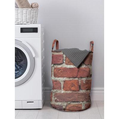 East Urban Home Ambesonne Brick Wall Look Plaster Stone Cladding Laundry Bag Fabric in Brown/Red | 19 H x 13 W in | Wayfair