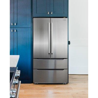 Cosmo 4 Piece Kitchen Set w/ 36" Dual Fuel Range 36" Wall Mount Range Hood 24" Dishwasher & Refrigerator in Gray | Wayfair COS-4PKG-224
