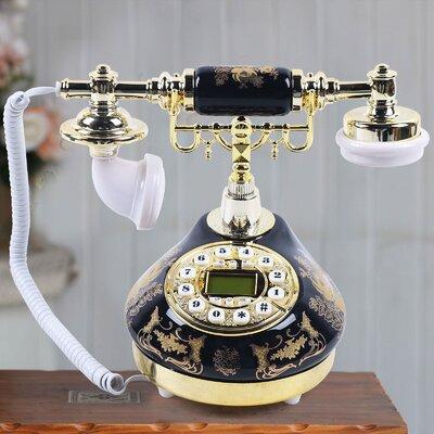 Rosdorf Park Vintage Antique Landline Telephone Decor in Black/Yellow | 9.84 H x 7.68 W x 6.89 D in | Wayfair 4F01B90AAEEF45DBB3EECE75358FF803