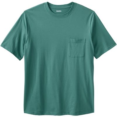 Men's Big & Tall Shrink-Less Lightweight Pocket Crewneck T-Shirt by KingSize in Vintage Green (Size 4XL)