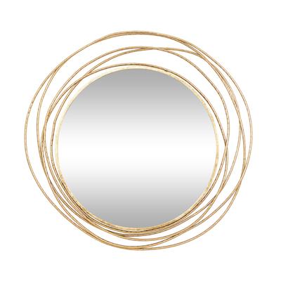 Gold Wood Contemporary Wall Mirror by Quinn Living in Gold