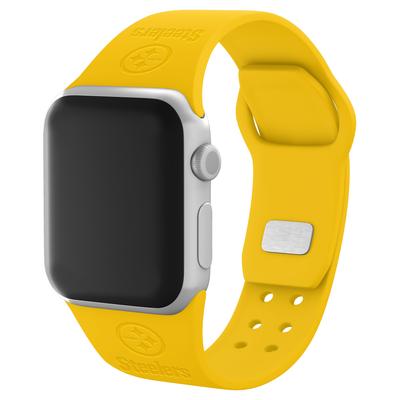 Yellow Pittsburgh Steelers Debossed Silicone Apple Watch Band