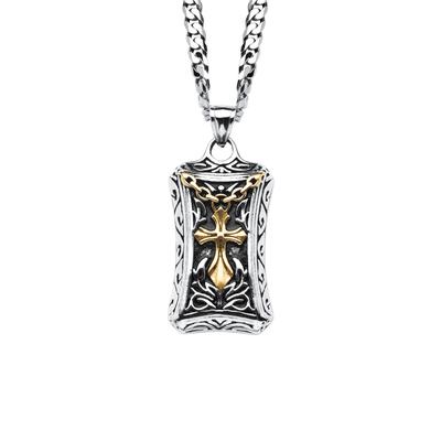Men's Big & Tall Cross Pendant Necklace by PalmBeach Jewelry in Stainless Steel