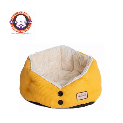 Gold Waffle and White Cat Dog Bed by Armarkat in Gold