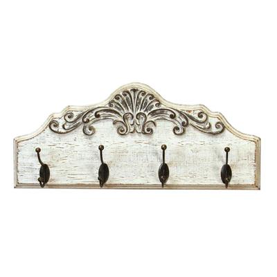 Shabby Wood Coat Rack by Stratton Home Dcor in White