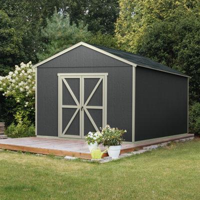 Handy Home Rookwood 10 ft. W x 10 ft. D Wood Storage Shed w/ Floor in Brown/Gray | 104.5 H x 125.75 W x 122.25 D in | Wayfair 19428-3
