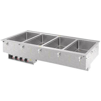 Vollrath 3640710HD Modular Drop In Four Compartment Marine-Grade Hot Food Well with Thermostatic Controls and Standard Drain - 208V, 2500W