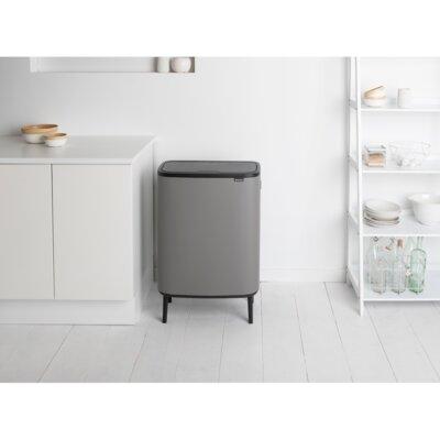 Brabantia Bo Touch Top HI Stainless Steel 16 Gallon Trash Can Stainless Steel in Gray, Size 32.1 H x 21.5 W x 12.3 D in | Wayfair 130281