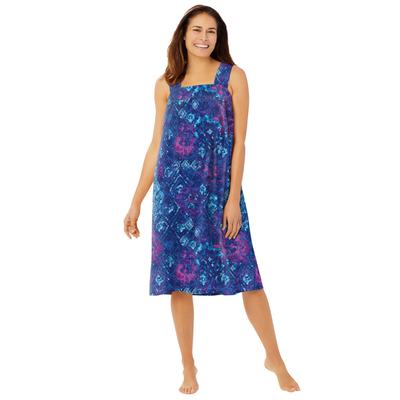 Plus Size Women's Print Sleeveless Square Neck Lounger by Dreams & Co. in Evening Blue Tie Dye (Size M)