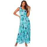 Plus Size Women's Sleeveless Crinkle Dress by Roaman's in Ocean Mixed Paisley (Size 34/36)