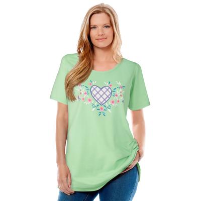 Plus Size Women's Graphic Tee by Woman Within in Pistachio Heart Placement (Size 14/16) Shirt