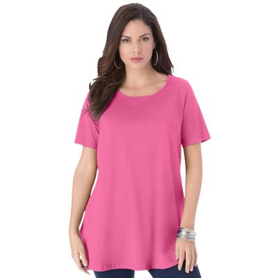 Plus Size Women's Swing Ultimate Tee with Keyhole Back by Roaman's in Vintage Rose (Size 3X)