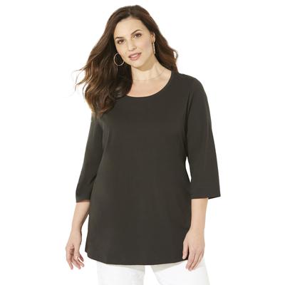 Plus Size Women's Suprema® Feather Together Tee by Catherines in Black (Size 2X)