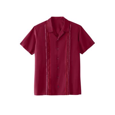 Men's Big & Tall Short Sleeve Embroidered Island Shirt by KS Island in Rich Burgundy (Size 4XL)