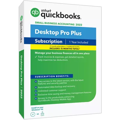 QuickBooks Desktop Pro Plus 2022 15-Month Subscription (PC CD)