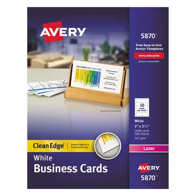 Avery 5870 - Clean Edge Business Cards, Laser, White - 2,000 Cards