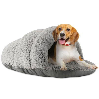 Sleepy Pet Slipper Oval Round Cuddler Pet Bed, 33" x 25" - Silver Gray