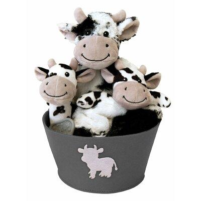 Harper Orchard Pattaya Cow 4 Piece Plush Gift Set Bucket in Black, Size 15.0 H x 15.0 W x 1.0 D in | Wayfair 26F79794CB224BB690D341FA38558970
