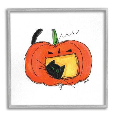 Stupell Industries Black Cat Jack-O-Lantern Happy Festive Pumpkin by Molly Susan Strong - Painting Canvas in Green | 24 H x 24 W x 1.5 D in | Wayfair