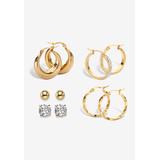 Women's Yellow Gold Ion Plated Stainless & Goldtone Earring Set by PalmBeach Jewelry in Gold