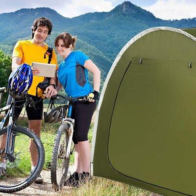 Poloma Outdoor Bike Storage Tent Bicycle Shelter w/ Carry Bag Fiberglass in Green | 65 H x 78.8 W x 31.5 D in | Wayfair BT-02