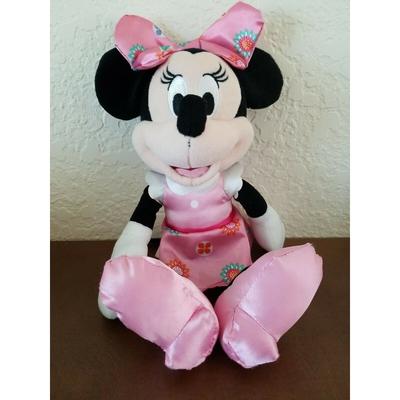 Disney Toys | 10" Disney Minnie Mouse Plush Beanbag Bottom Stuff Toy Pink Flower Dress, Rare | Color: Pink | Size: Na