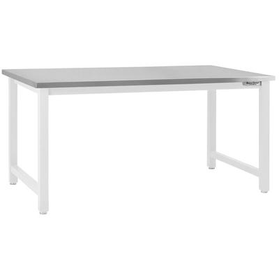BenchPro Kennedy Series 30" x 60" Stainless Steel Top Adjustable Workbench with White Frame and Square Cut Front Edge KN3060