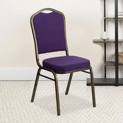 Flash Furniture Hercules Series Crown Back Fabric Banquet Chair, Purple - 4 pack