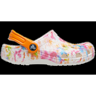 Crocs Orange Zing / Multi Kids' Classic Tie-Dye Graphic Clog Shoes