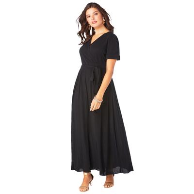 Plus Size Women's Wrap Maxi Dress by Roaman's in Black (Size 18/20)