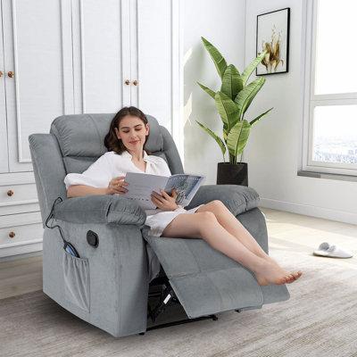 Latitude Run® Power Massage Heating Recliner Chair Single Sofa Lounger Home Theater Seating w/ Footrest | 39.76 H x 37 W x 37 D in | Wayfair