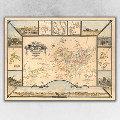 Williston Forge Map of Tombstone Mining District Vintage Travel - Unframed Poster Metal | 32 H x 24 W x 0.1 D in | Wayfair