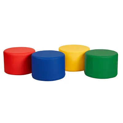 SoftScape™ 18in Round Junior Ottoman 12in Height, 4-Piece - Assorted