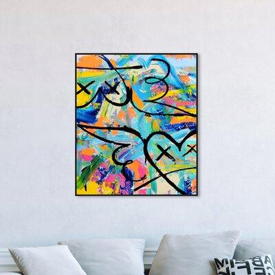 Abstract 'Ridet Amor By Tiago Magro' Paint By Oliver Gal Wall Art Print Canvas in Black | 45 H x 45 W x 1.5 D in | Wayfair 19090_36x45_CANV_BFL