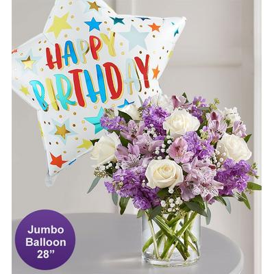 Lovely Lavender Medley with Jumbo Birthday Balloon Large by 1-800 Flowers