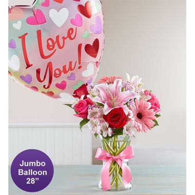 Fields Of Europe® Romance with Jumbo Love Balloon Small by 1-800 Flowers