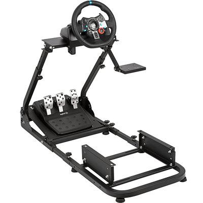 Anman Racing Wheel Stand fit Logitech G25G27G29G920 Thrustmaster NO Steering Wheel Seat Handbrake Cotton in Black/Brown/Gray | Wayfair