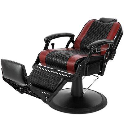 Inbox Zero Retro Barber Chair Classic Heavy Duty Barber Chairs Vintage Salon Chair Hydraulic Recline Beauty Spa Styling Equipment Wide Seat w/ Puckered Button Faux Leather