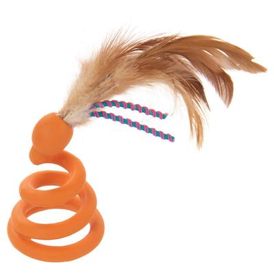 Batty Boing Soft Spring Feather Cat Toy, Small, Orange